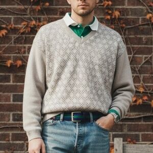 British Open Golf L 90s Old Money Preppy Eclectic Grandpa British Knit Sweater